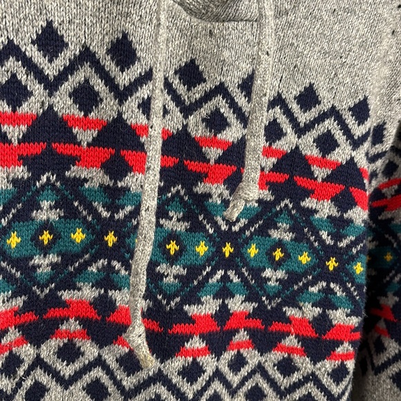 American Eagle Silk Wool Blend Hooded Sweater - Gray Festive - Large - Mens - Picture 7 of 9